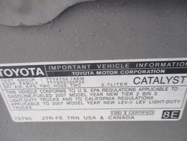 2007 TOYOTA TACOMA XTRA SILVER 2.7L MT 2WD Z16546